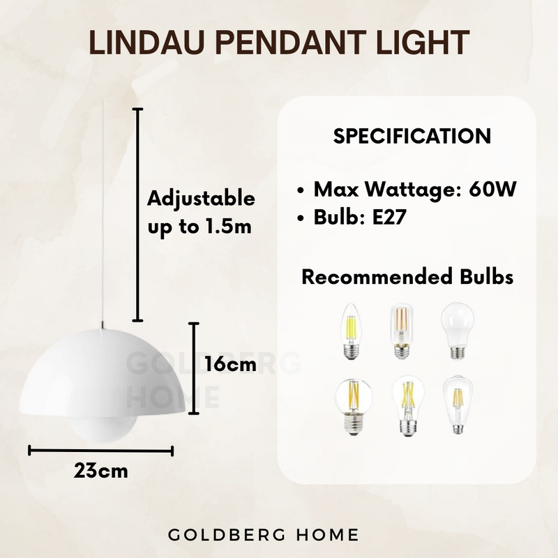 Lindau White & Red Pendant light - Living Room Bedroom - Nordic pendant light | Goldberg Home