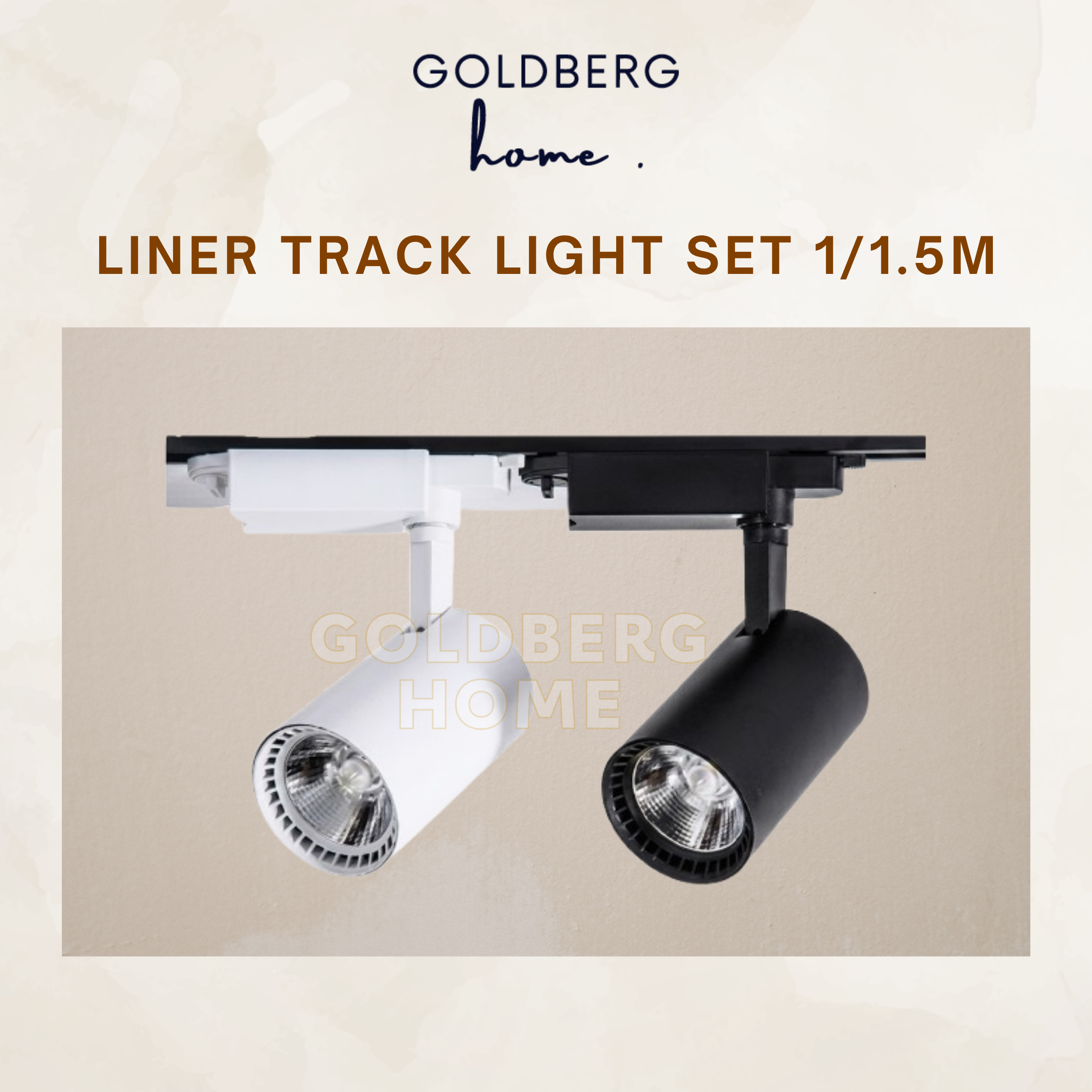 Goldberg Home linear track light rail set in black and white finish for Singapore home interior lighting.