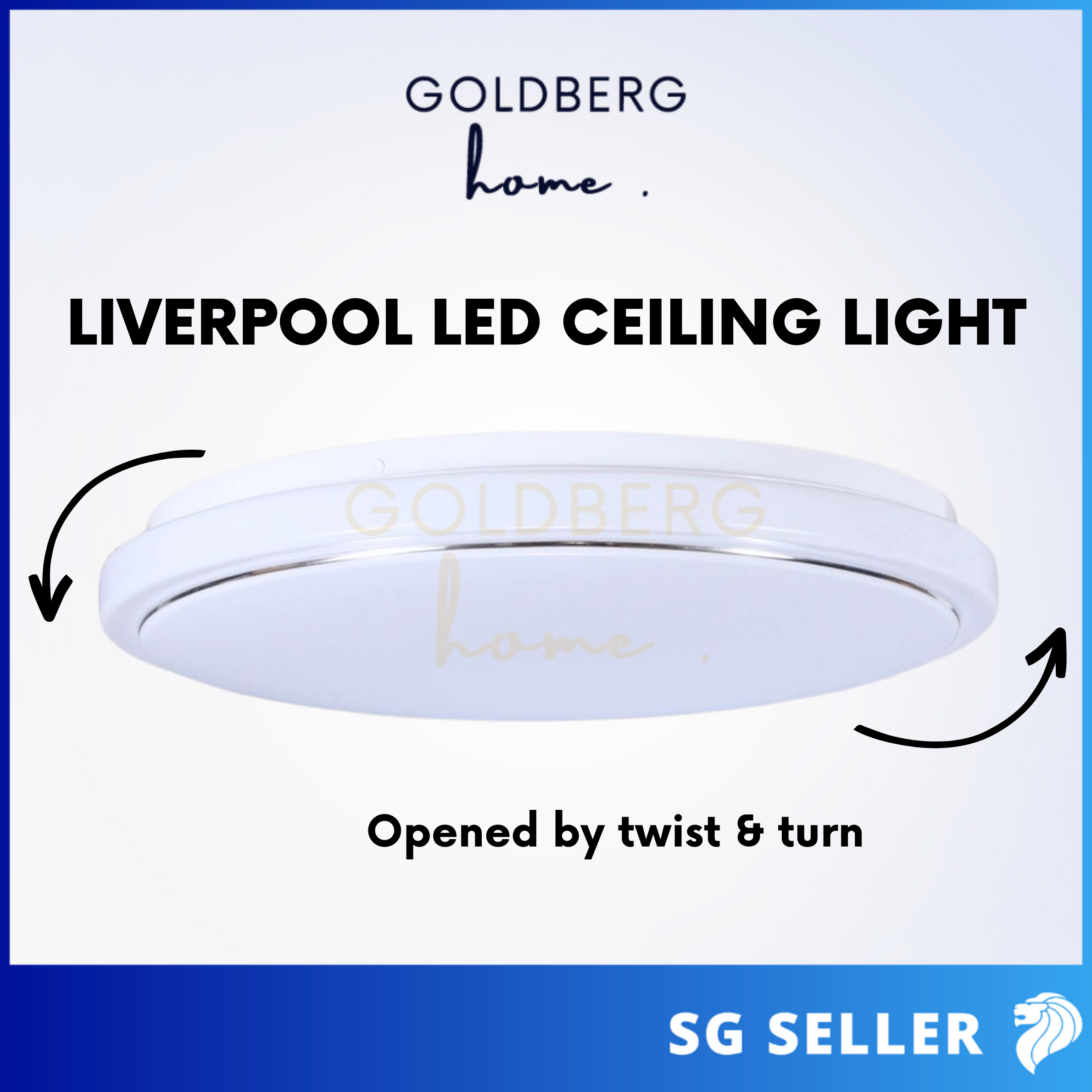 Goldberg Home Liverpool series LED ceiling light, slim energy-saving 24W and 36W for Singapore homes.