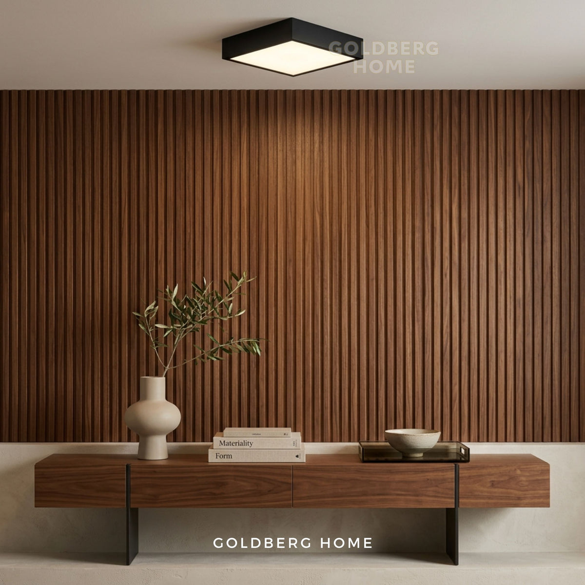 Goldberg Home Luz LED black ceiling light fixture providing ambient illumination in Singapore home balcony.