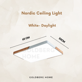 White Mariko Nordic 34W Daylight LED. 6500K bright rectangle light by Goldberg Home for SG study rooms.