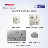 Legrand Mallia Senses Socket with USB White Dark Silver Champagne Matt Black