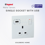 Legrand Mallia Senses Socket with USB White Dark Silver Champagne Matt Black