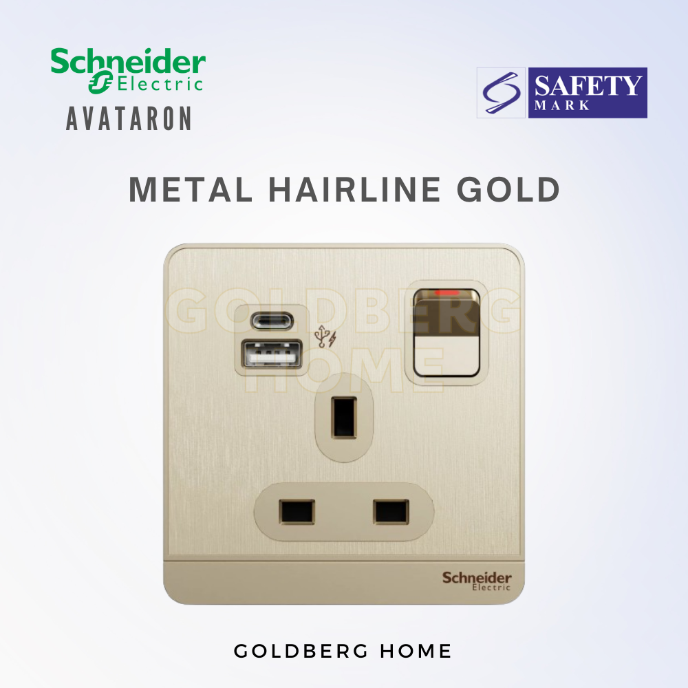 Schneider AvatarON Switches Socket with USB 21W Type A+C | Goldberg Home