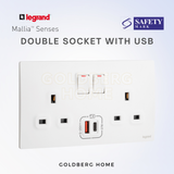 Legrand Mallia Senses Socket with USB White Dark Silver Champagne Matt Black