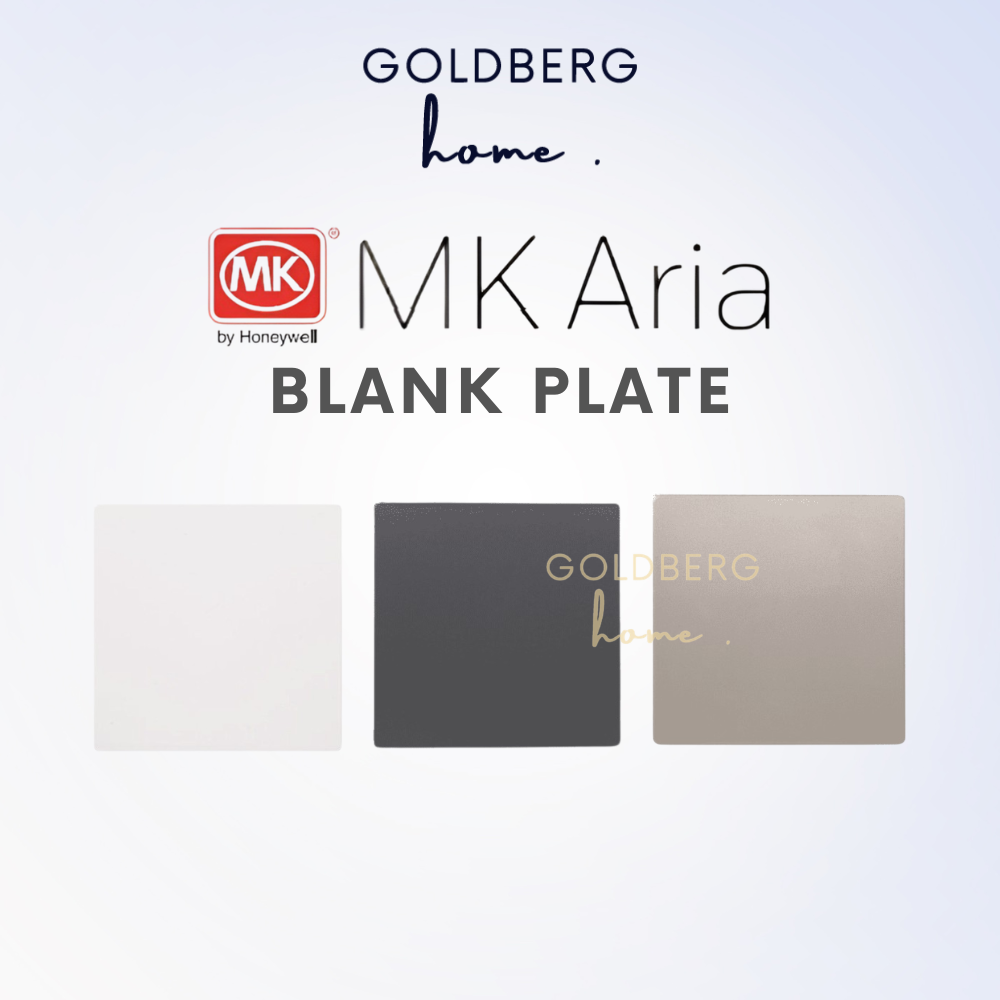 MK Honeywell Aria blank wall plate collection in white, grey, rose gold, and black by Goldberg Home.