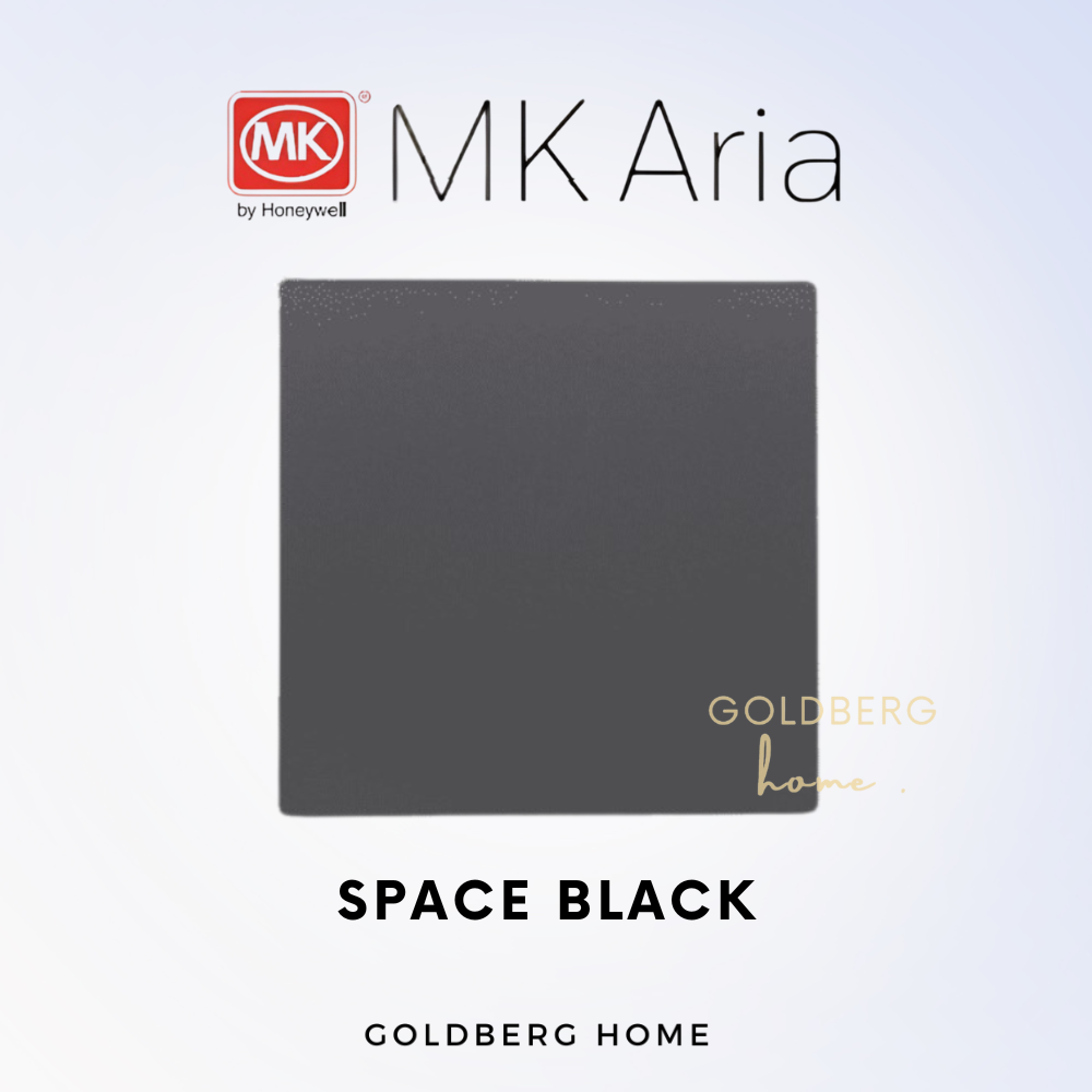 MK Honeywell Aria blank wall plate in space black finish for Singapore homes, by Goldberg Home.
