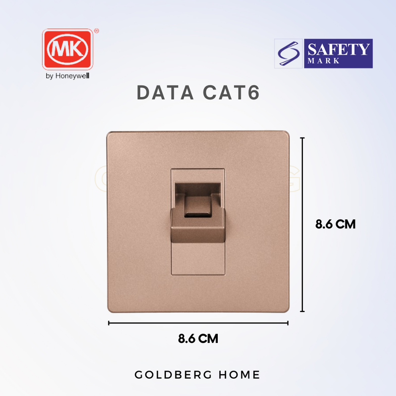 MK Honeywell Aria RJ45 CAT6 Data Socket White Grey Rose Gold Black