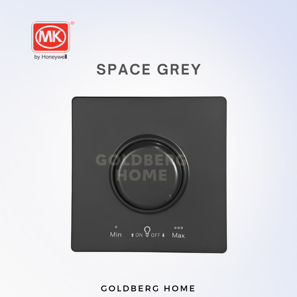 MK Honeywell Aria LED dimmer switch in space grey for modern SG interiors, from Goldberg Home.