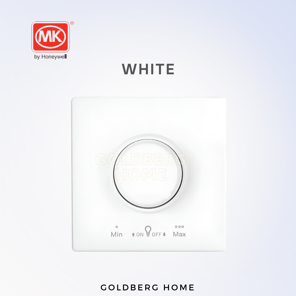 MK Honeywell Aria LED dimmer switch in white for Singapore homes, from Goldberg Home.