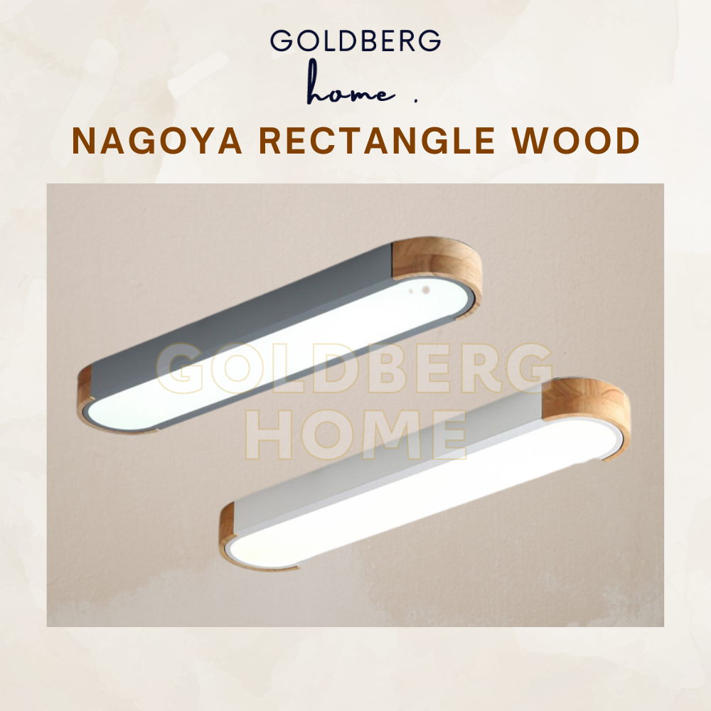 Nagoya rectangle wood ceiling light in Dark Grey and White by Goldberg Home.