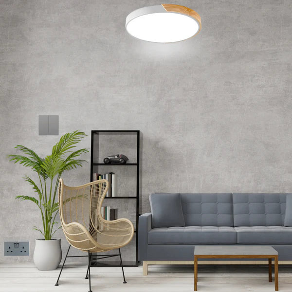 Nordic-style LED ceiling light styled in a cozy Singapore BTO living room for a warm, Scandi-minimalist aesthetic.