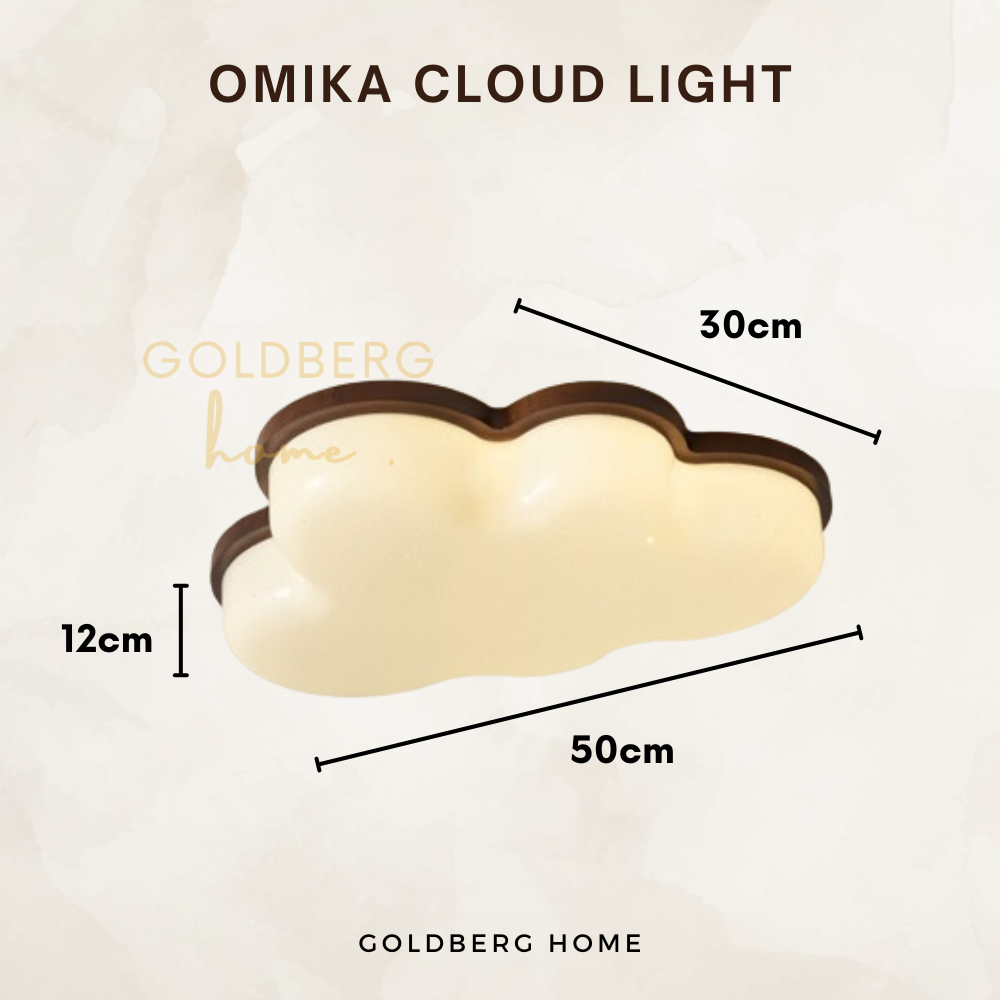 Diameter and thickness measurements for the Omika Cloud 50cm kids' ceiling light.