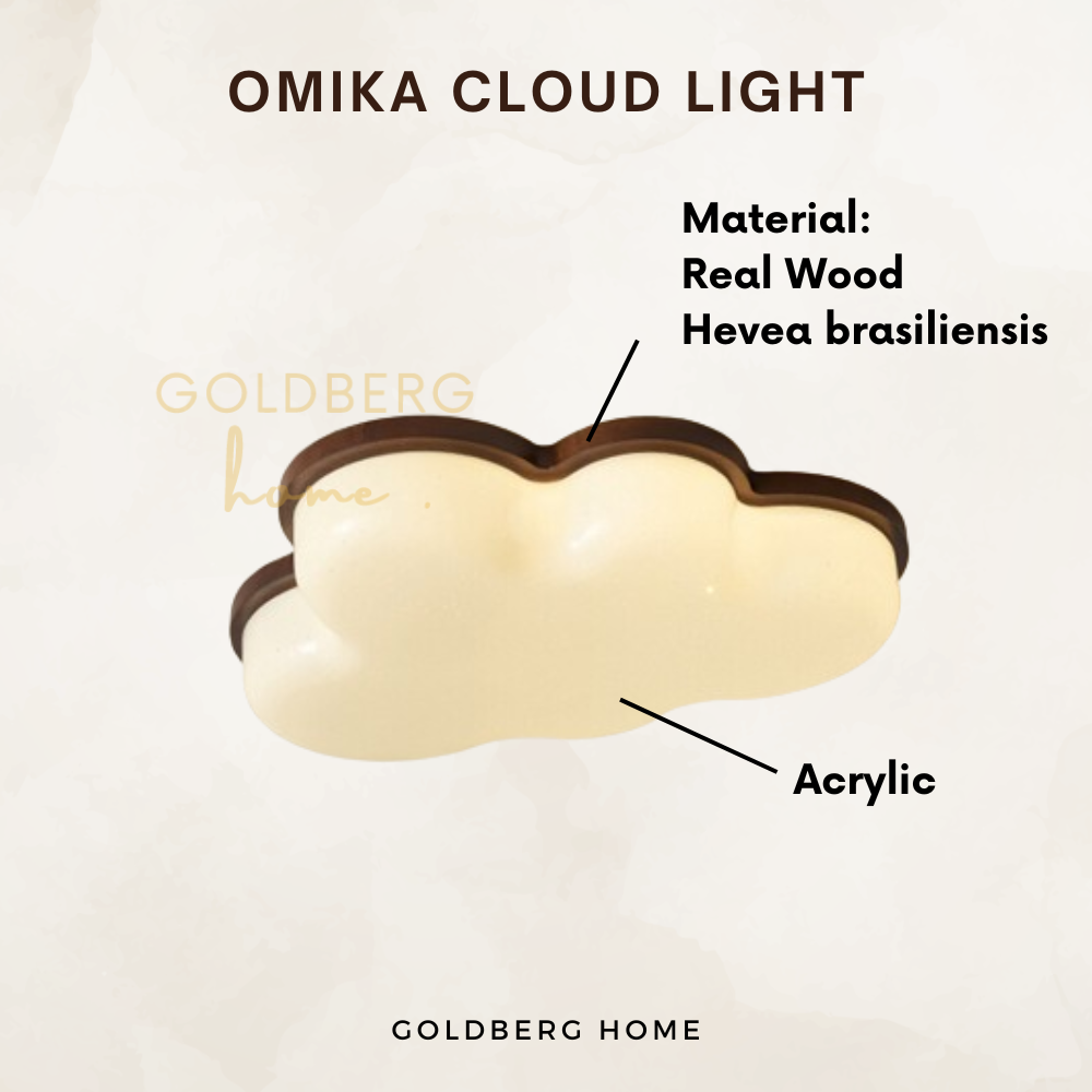 Close-up of the RGB color-changing modes and wood texture on the Omika Cloud light.