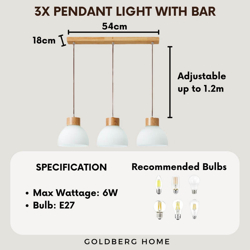 Osaka Wooden Pendant Light 120CM