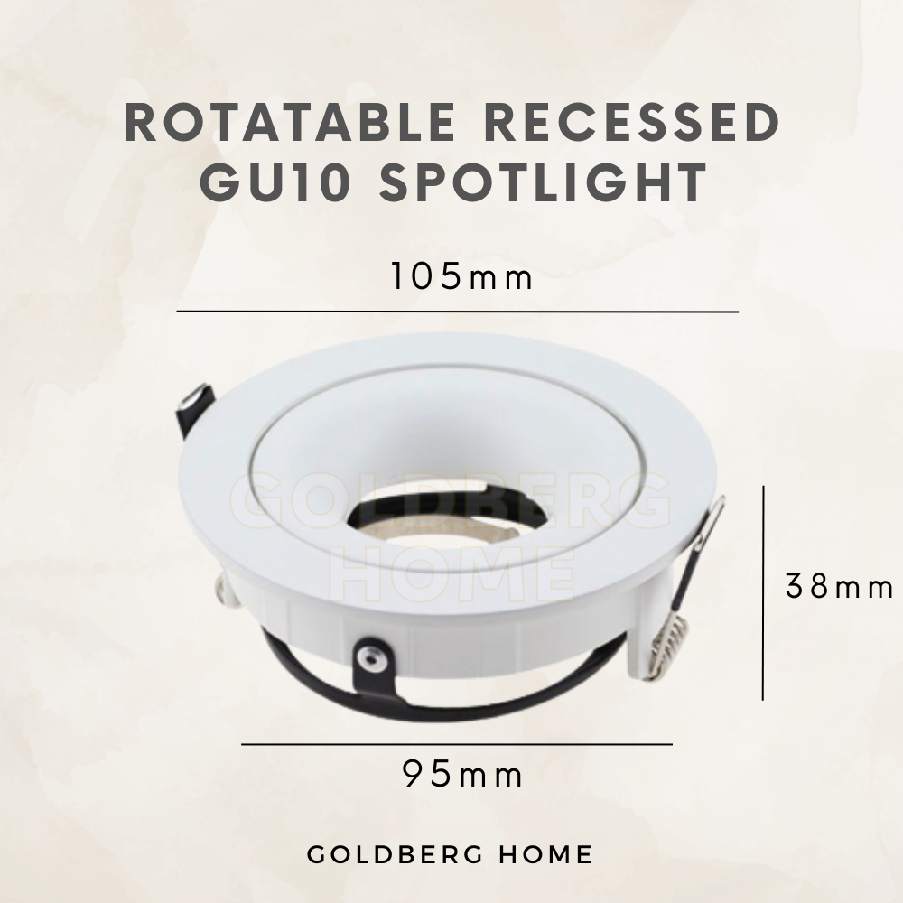 Pasing rotatable recessed GU10 spotlight 95mm cutout dimensions for Singapore false ceiling installation.