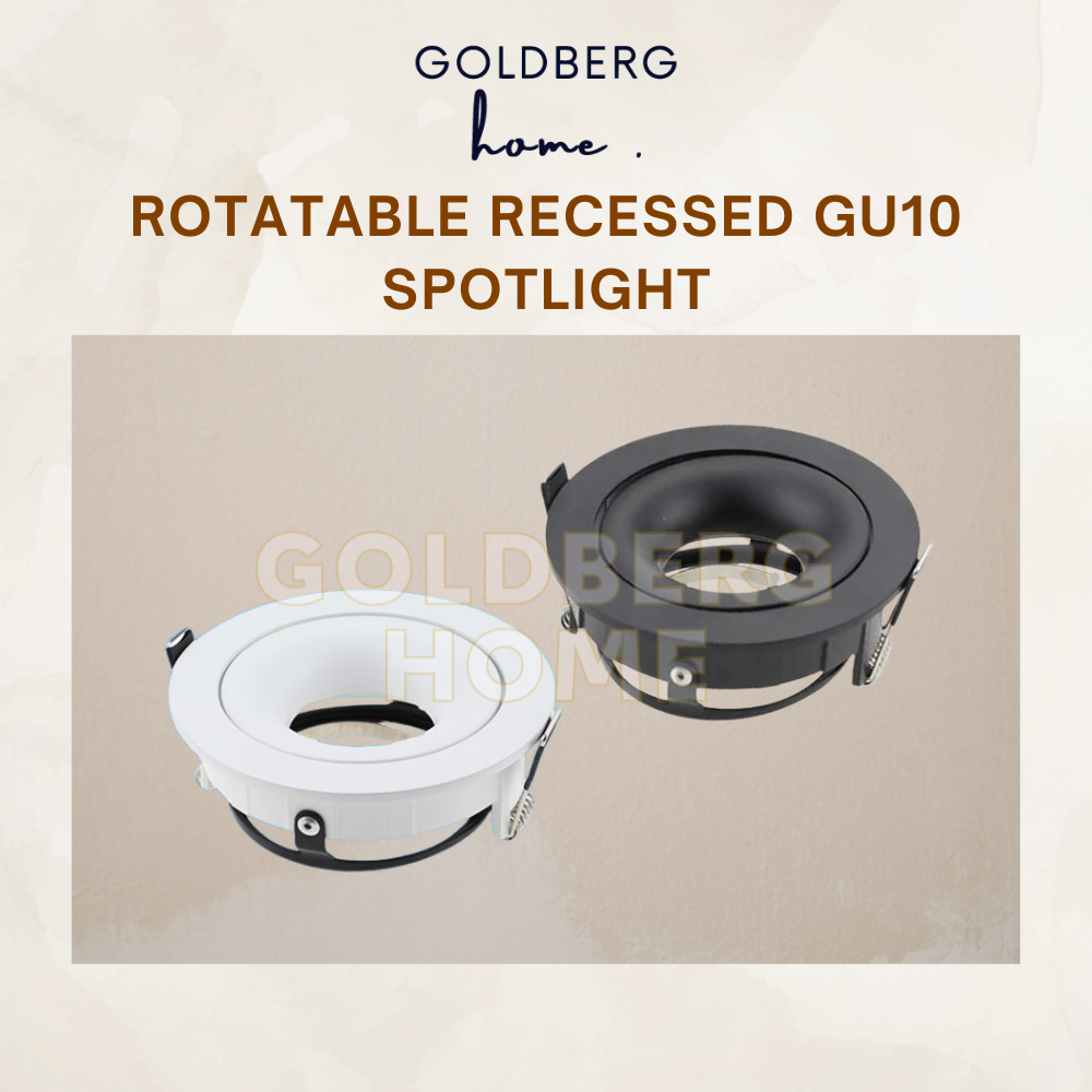 Goldberg Home Pasing rotatable recessed GU10 spotlight downlight for modern Singapore ceiling lighting.