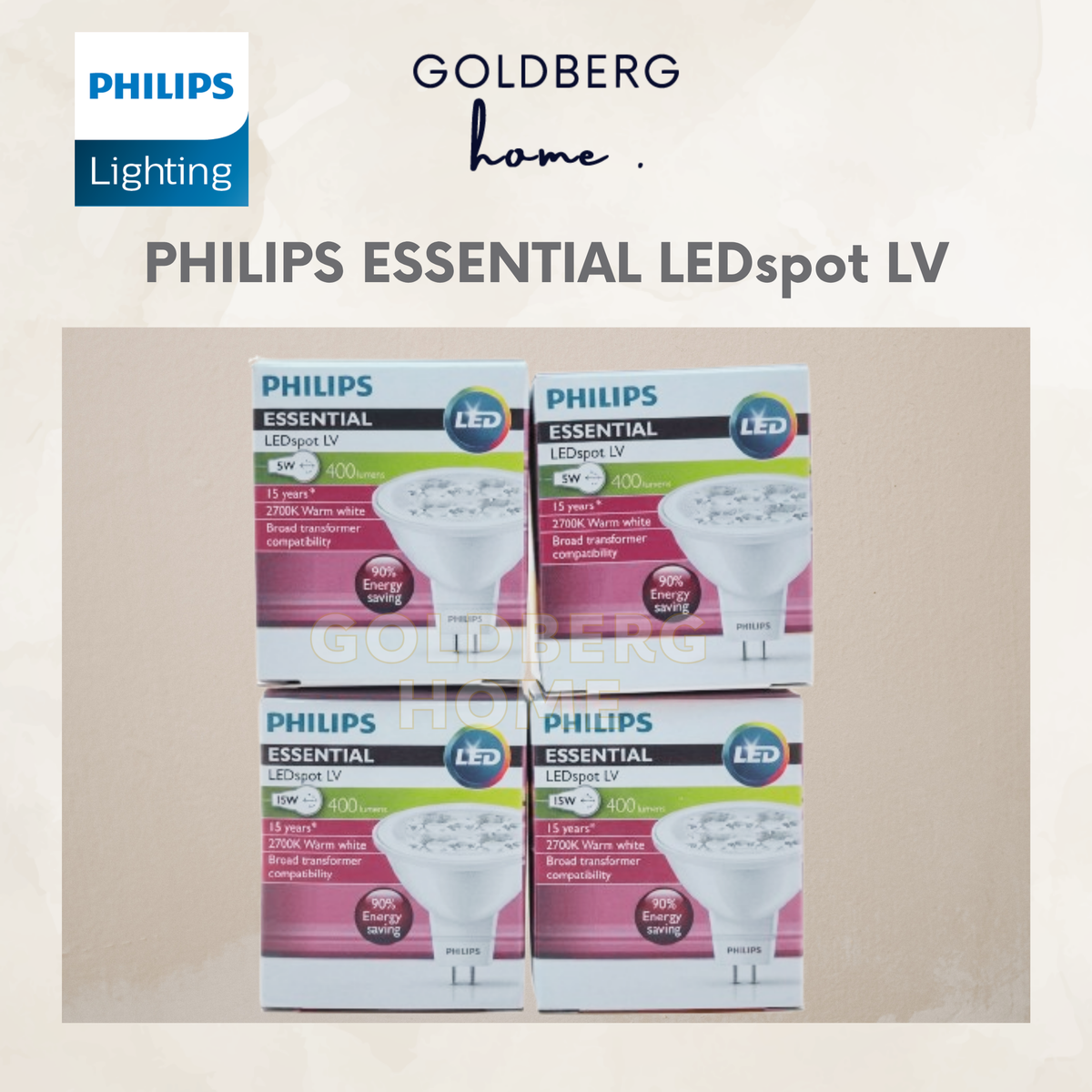 Goldberg Home Philips GU5.3 5W Essential LEDSpot LV spotlight for Singapore home lighting.