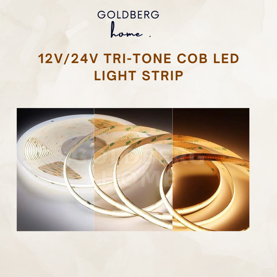 Premium Tri-tone 3Tone COB LED Light Strip 608LEDS 5M 12V 24V
