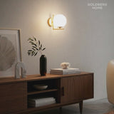 Laurent Luxe Gold & White Spherical Wall Lamp 18CM