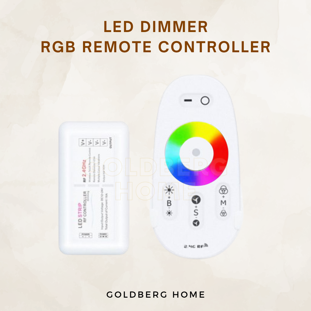 Wireless RGB LED strip remote controller for dimmable color control at Goldberg Home Singapore.