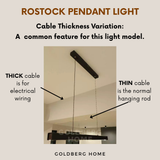 Close-up of premium matte black finish on Goldberg Home Rostock Luxe 24W LED hanging light.