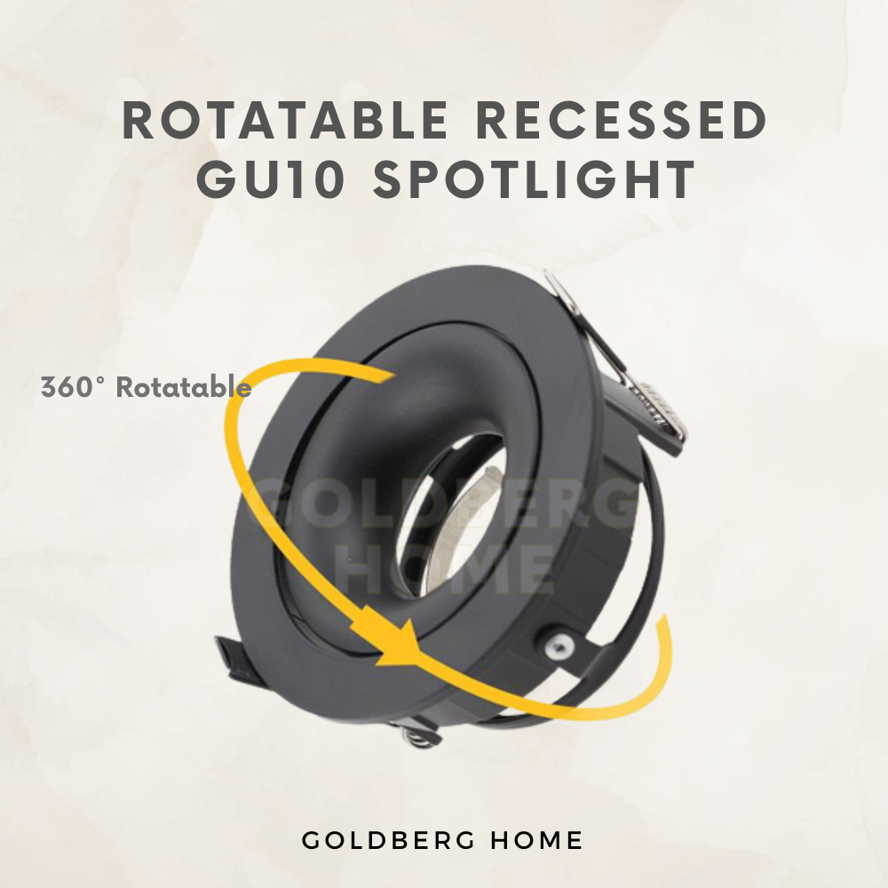 Goldberg Home rotatable GU10 spotlight featuring adjustable beam angle for accent lighting in SG homes.