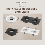 Goldberg Home Rotatable LED spotlights in Round and Square designs with replaceable GU10 bulbs for SG homes.