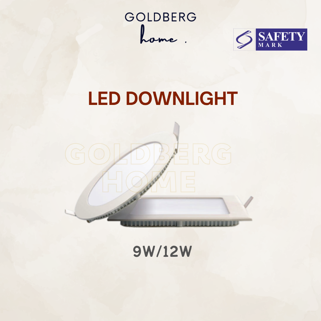 Goldberg Home rotatable recessed LED downlight spotlight fixture in round and square designs for SG homes.