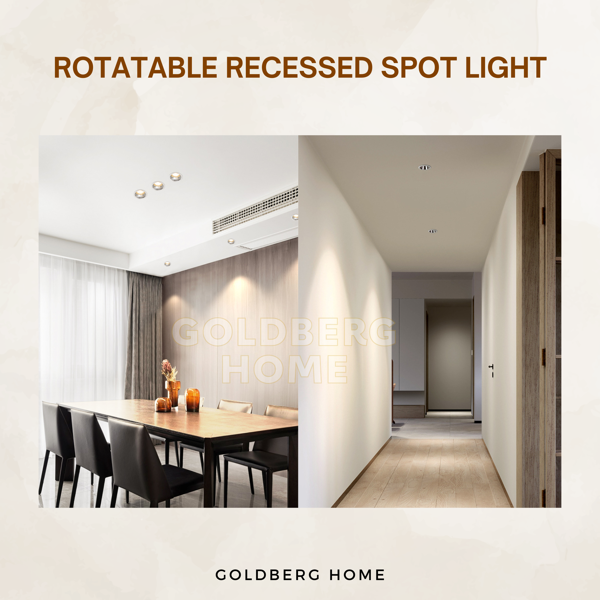Goldberg Home rotatable recessed spot light highlighting interior feature wall in Singapore home.