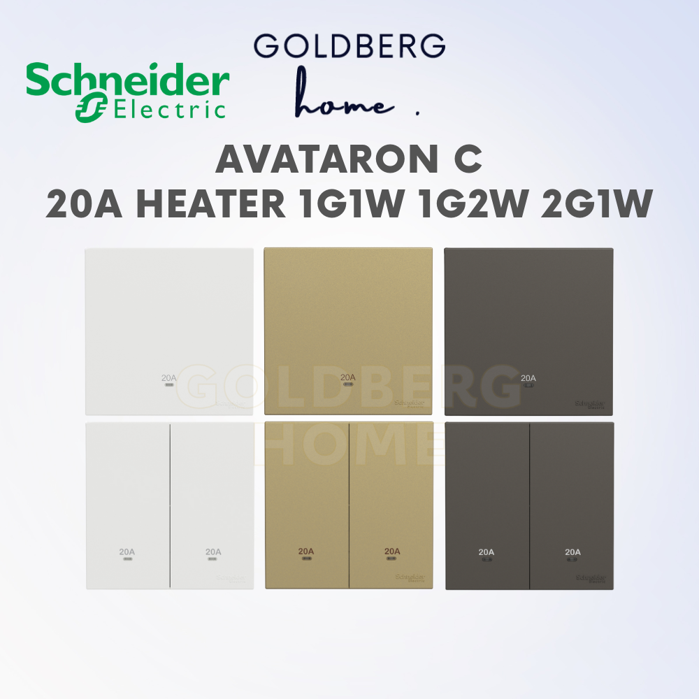 Schneider AvatarON C 20A Heater Switch by Goldberg Home, frameless 1-gang and 2-gang high-load switches