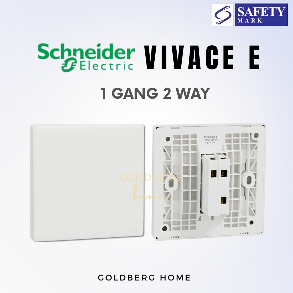 Goldberg Home Schneider Vivace E 1 gang 2 way light switch in classic white finish for Singapore homes.
