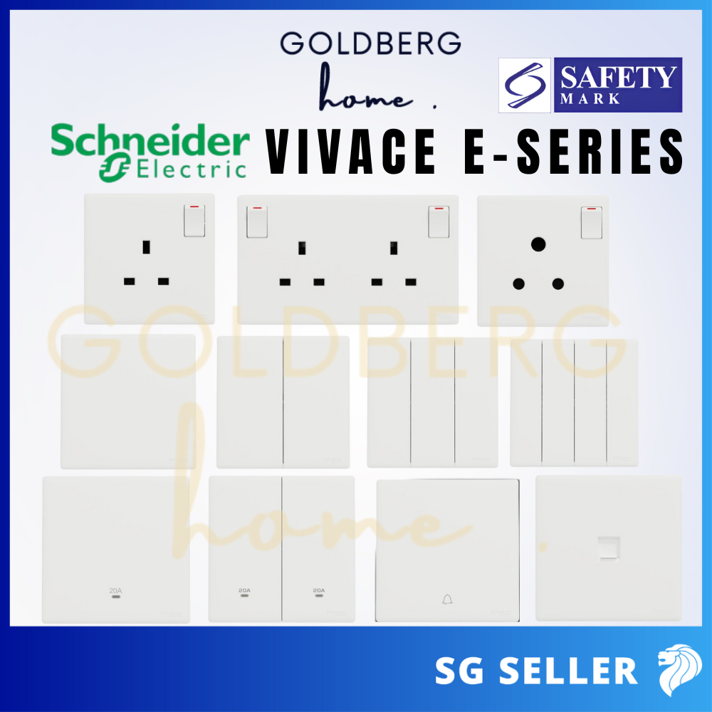 Schneider Vivace White 1-Gang Light Switch, minimalist frameless design for Singapore homes.