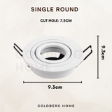 Goldberg Single Round rotatable spotlight in matte finish, featuring easy-change GU10 LED bulb for SG BTOs.