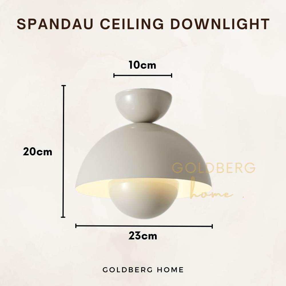 Technical dimensions and ceiling installation requirements for the Spandau spotlight.