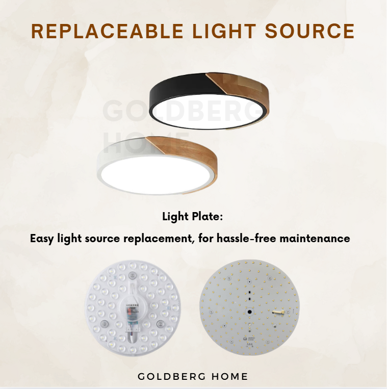 Tami LED 3-tone lighting modes: Daylight, Cool White, and Warm White. Versatile Goldberg Home SG lighting.