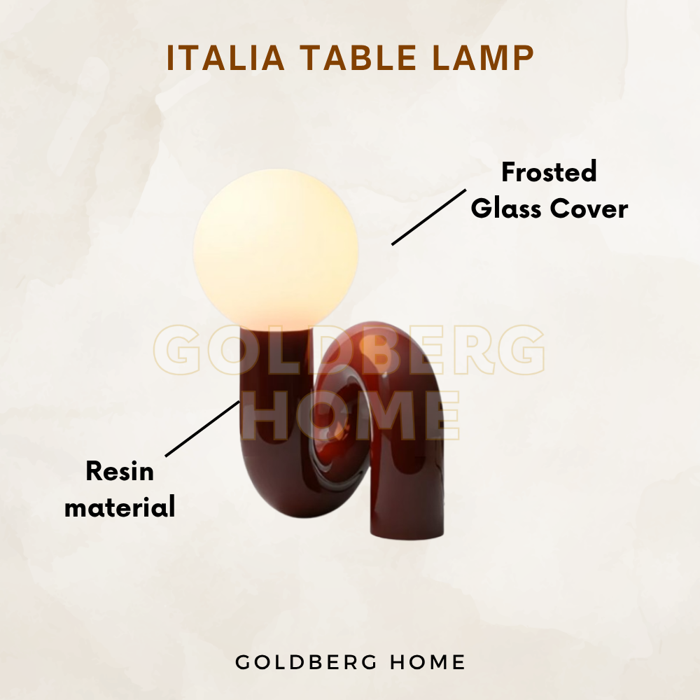 Italia Table Lamp - Wine Red- SG safety 3pin plug - Bedroom Light | Goldberg Home