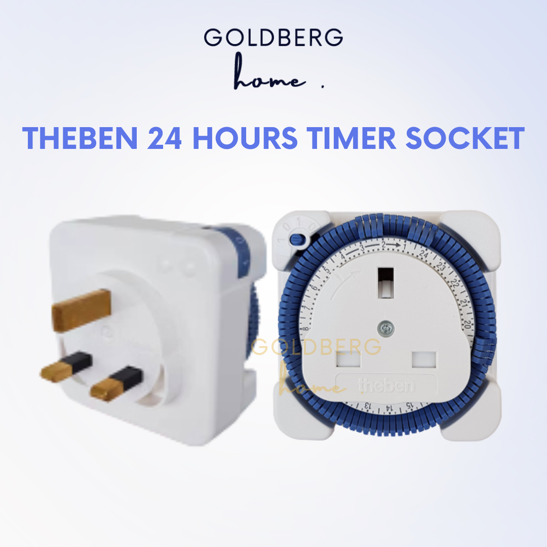 Front view of Theben 24-hour segment timer plug socket from Goldberg Home Singapore.