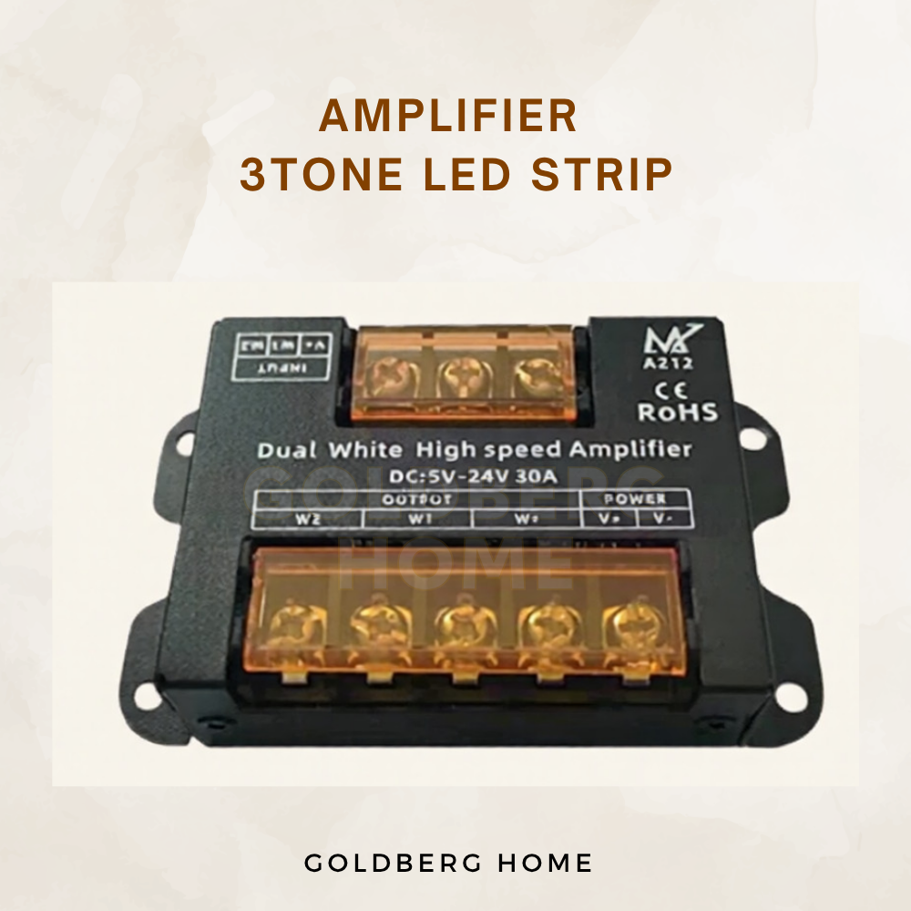 Signal amplifier for long distance Tri-Tone COB LED strip setups via Goldberg Home Singapore.