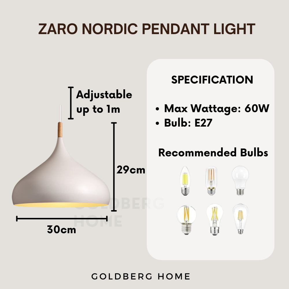 Specification of Camila Zaro Nordic Pendant Light | Nordic Pendant Light | Goldberg Home SG