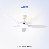 White Bestar Wind Ceiling Fan 5 Blades DC Motor 32" 42" 52" Goldberg Home SG