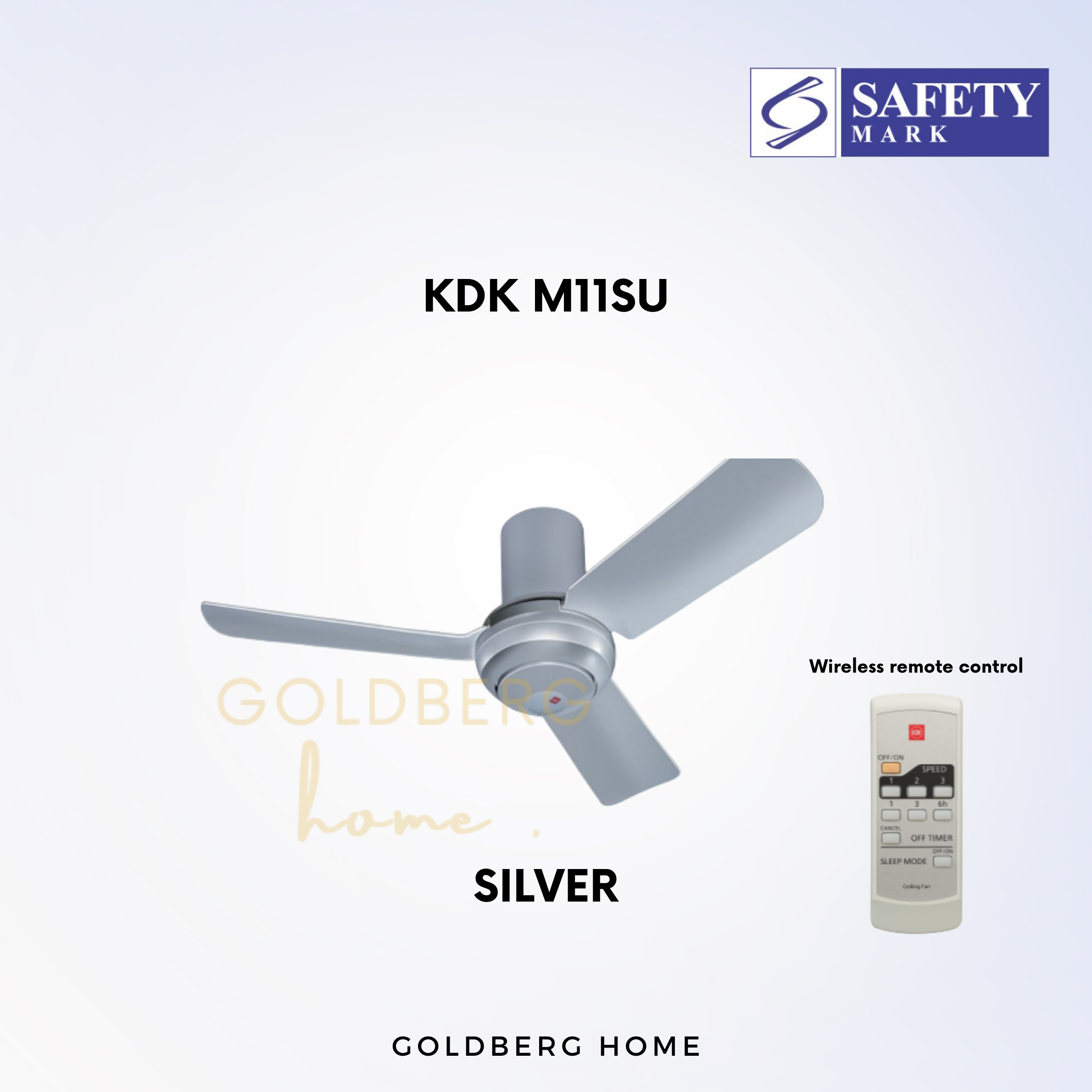 Silver KDK M11SU Ceiling Fan suitable for SG HDB Condo Landed | Ceiling Fans with Remote Control | Goldberg Home SG