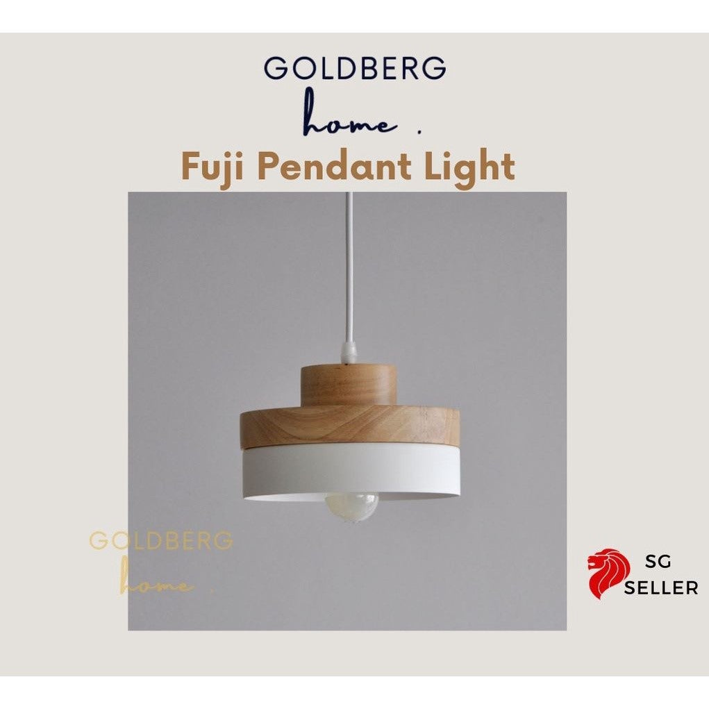 Deluxe Fuji Pendant light for SG HDB Condo Landed | Wood & White Pendant Light | Goldberg Home SG