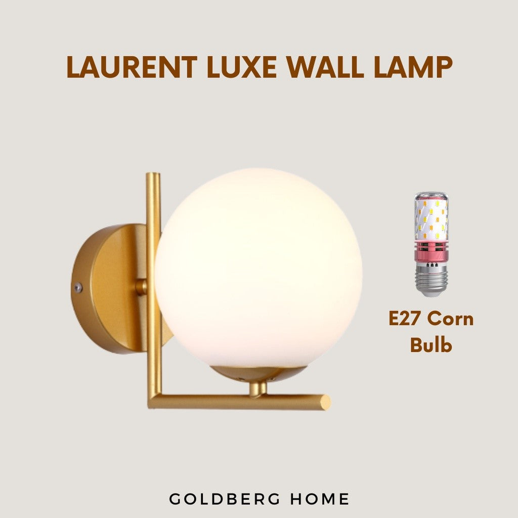Laurent Luxe Gold & White Spherical Wall Lamp Goldberg Home SG