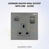 Silver Legrand Galion Single Socket with USB Goldberg Home SG