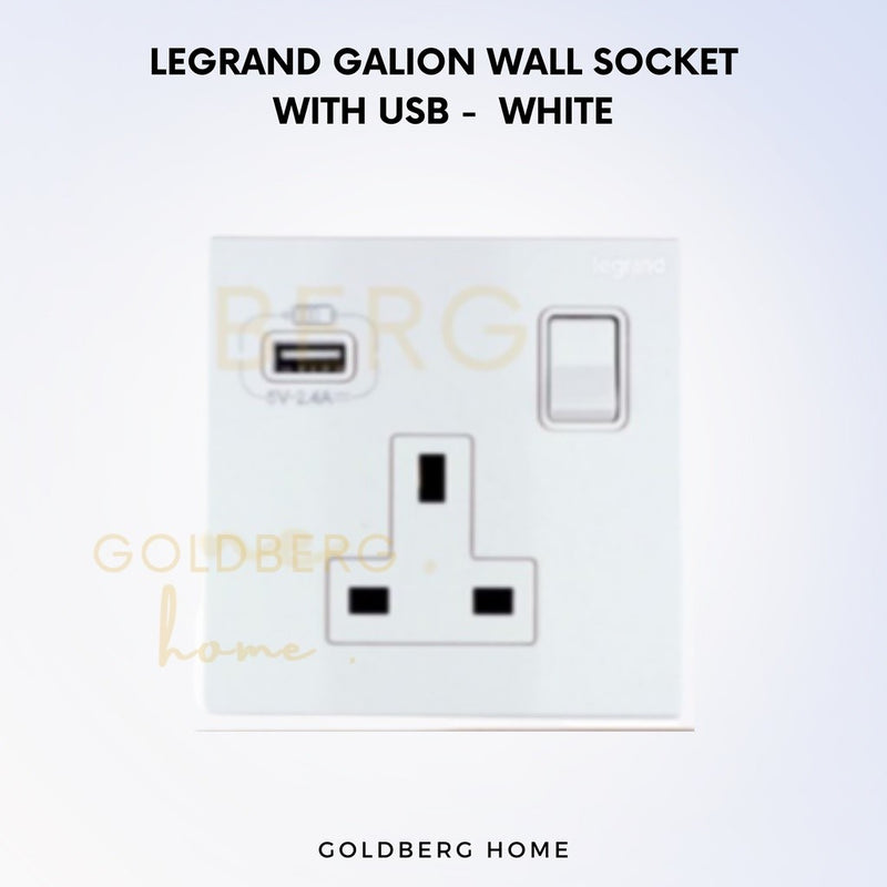 White Legrand Galion Single Socket with USB Goldberg Home SG