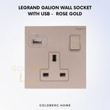 Rose Gold Legrand Galion Single Socket with USB Goldberg Home SG