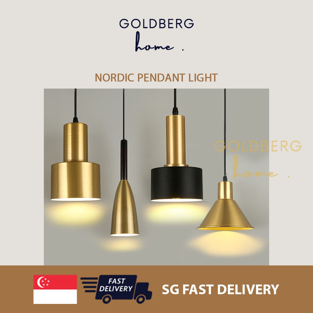 Golden Minimalist Pendant Light for SG HDB Condo Landed | Nordic Golden Pendant Light | Goldberg Home SG