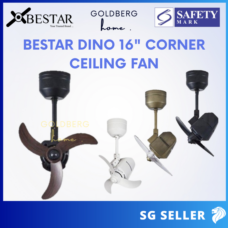 Bestar Dino 16" Corner Ceiling Fan DC Motor Goldberg Home SG