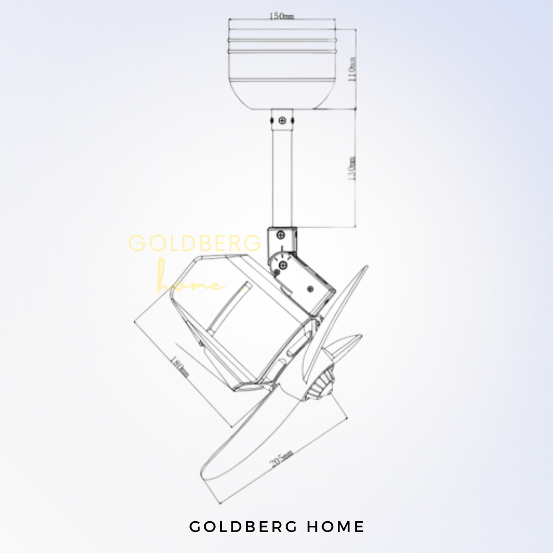 Diagram of Bestar Dino Corner Ceiling Fan | DC Motor Ceiling Fan | Goldberg Home SG